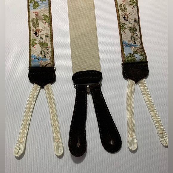 Trafalgar limited edition Hawaiian dancers print suspenders silk leather… - Picture 8 of 12